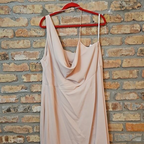 NWT After Six Cameo Crepe One Shoulder cowl neck maxi size 24 - Picture 4 of 11